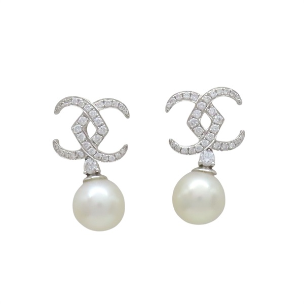 18K白金 鑽石 珍珠 耳環【JEWELRY 無品牌珠寶】 diamond 5.7g