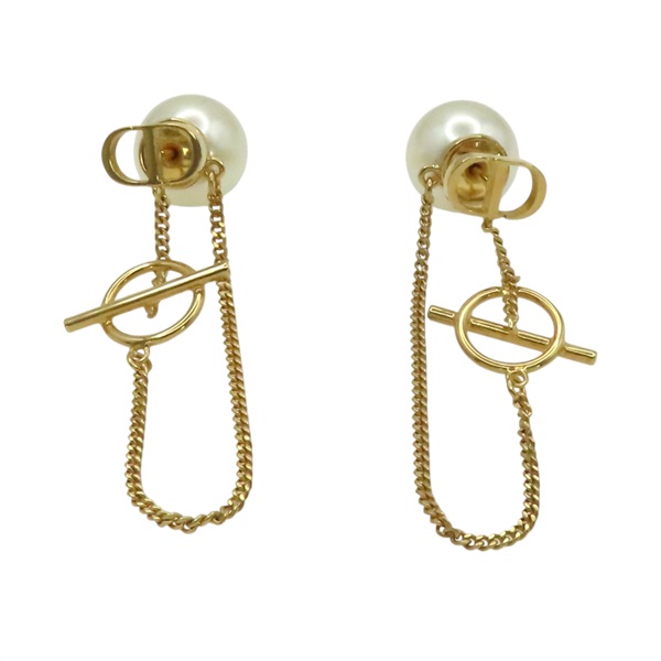 金色金屬 大園珠 耳環【Dior 迪奧】