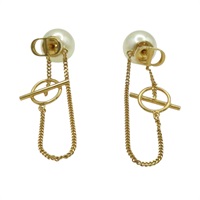 金色金屬 大園珠 耳環【Dior 迪奧】