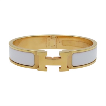 白色琺瑯 金色鍍金 Clic H 手環【HERMES 愛馬仕】
