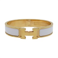 白色琺瑯 金色鍍金 Clic H 手環【HERMES 愛馬仕】