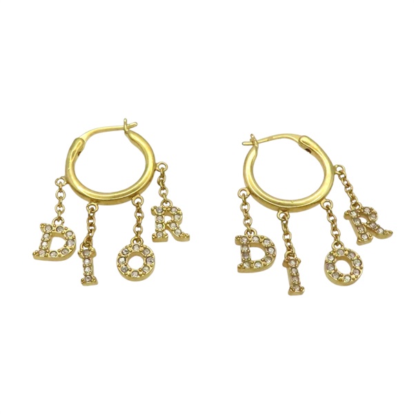 金色鍍金 DIOR 水讚字樣 耳環【Dior 迪奧】