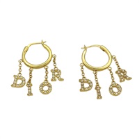 金色鍍金 DIOR 水讚字樣 耳環【Dior 迪奧】