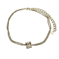 金色金屬 白色漆面 雙C方塊 頸鍊【CHANEL 香奈兒】