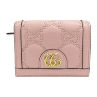 粉色牛皮 GG Matelasse 兩折短夾【GUCCI 古馳】 723786