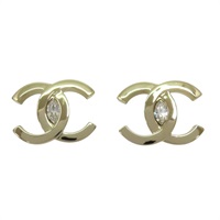 金色金屬 雙C 水晶 耳環【CHANEL 香奈兒】