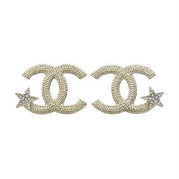鍍金 水鑽 星星 logo 耳環【CHANEL 香奈兒】
