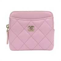 粉色牛皮 菱格紋 荔枝紋 零錢包 AP2061【CHANEL 香奈兒】 AP2061