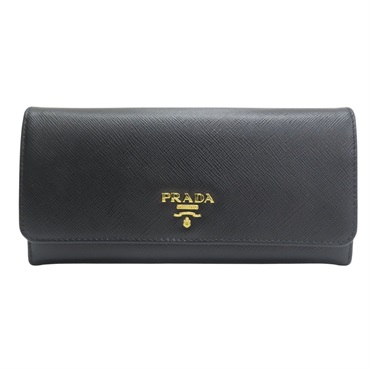 黑色牛皮 扣式 長夾 1MH132【PRADA 普拉達】 1MH132