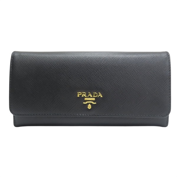 黑色牛皮 扣式 長夾 1MH132【PRADA 普拉達】 1MH132