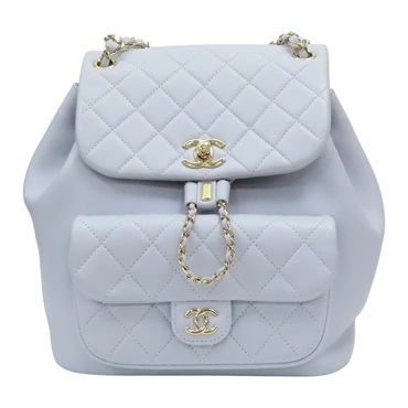 Duma 後背包 淡藍色 菱格紋牛皮【CHANEL 香奈兒】 AS3618