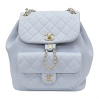 淡藍色 菱格紋牛皮 Duma 後背包【CHANEL 香奈兒】 AS3618