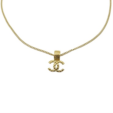金色 菱格紋 logo 項鍊【CHANEL 香奈兒】 ABD015 B16128