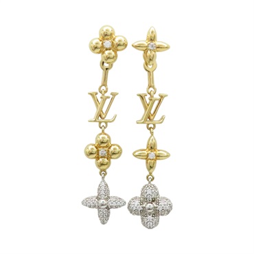 金/銀色 鍍金 鍍銀 水鑽 Gram 吊墜 耳環 M01262【LOUIS VUITTON LV 路易威登】 M01262