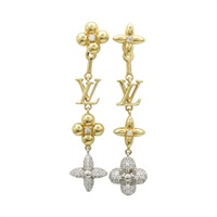 金/銀色 鍍金 鍍銀 水鑽 Gram 吊墜 耳環 M01262【LOUIS VUITTON LV 路易威登】 M01262