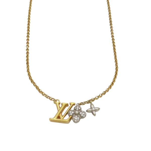金色金屬 銀色原花墜飾 項鍊【LOUIS VUITTON LV 路易威登】 M01265