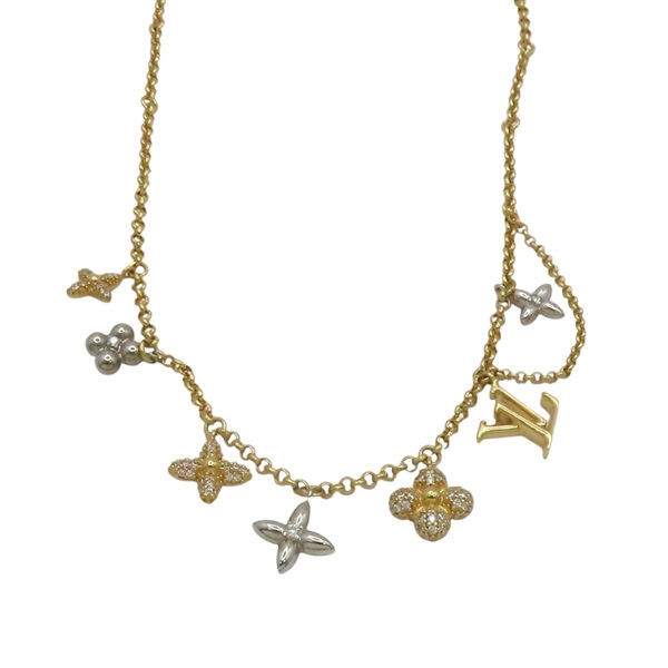 金色金屬 原花墜飾 項鍊【LOUIS VUITTON LV 路易威登】 M01323