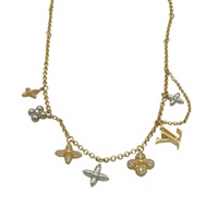 金色金屬 原花墜飾 項鍊【LOUIS VUITTON LV 路易威登】 M01323