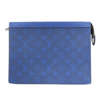 藍色 原花 Pochette Voyage MM 拉鍊手拿包【LOUIS VUITTON LV 路易威登】 M30423
