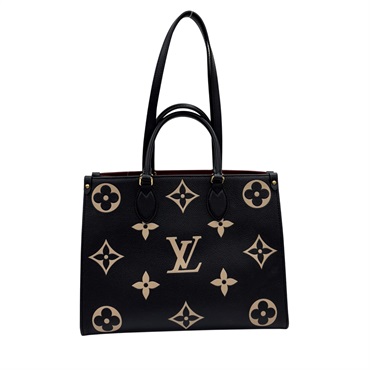 黑色/米白色 原花 牛皮 壓紋 OnTheGo MM 两用包【LOUIS VUITTON LV 路易威登】 M45495