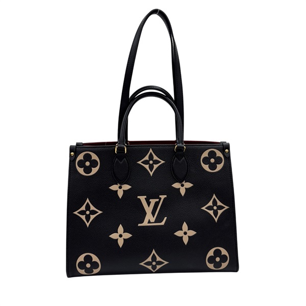 黑色/米白色 原花 牛皮 壓紋 OnTheGo MM 两用包【LOUIS VUITTON LV 路易威登】 M45495