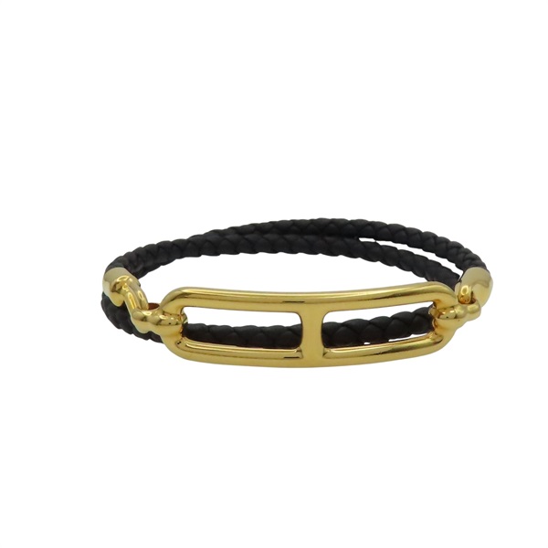 黑色牛皮 金色鍍金 Roulis Double Tour 手環【HERMES 愛馬仕】 H071727