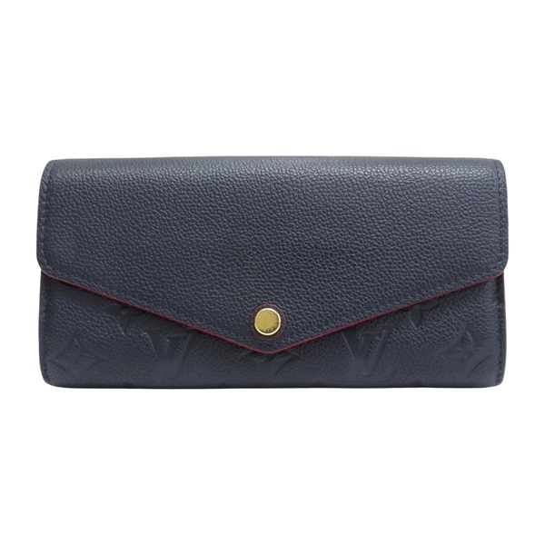 深藍色 原花壓紋牛皮 Sara 扣式長夾 M62125【LOUIS VUITTON LV 路易威登】 M62125