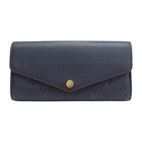 深藍色 原花壓紋牛皮 Sara 扣式長夾 M62125【LOUIS VUITTON LV 路易威登】 M62125