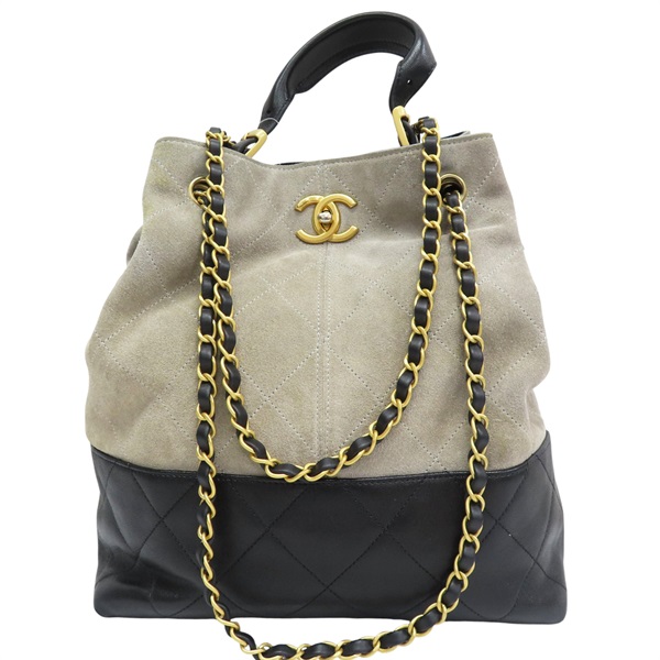 黑色牛皮 灰色麂皮 兩用包【CHANEL 香奈兒 】 AS5635