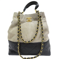 黑色牛皮 灰色麂皮 兩用包【CHANEL 香奈兒 】 AS5635