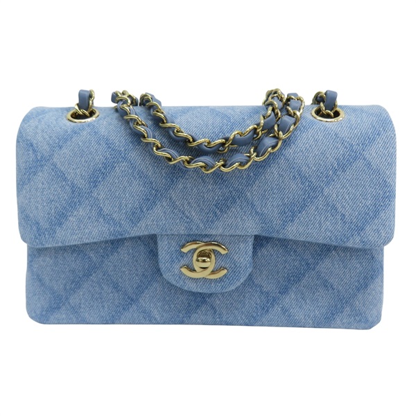 藍色 單寧布 COCO 23 鏈帶肩背包 金釦【CHANEL 香奈兒】 A01113