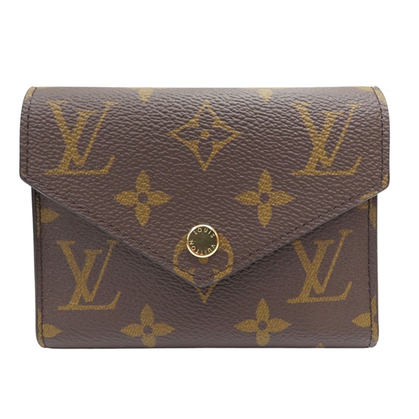 棕色 原花 帆布 Victorine 三折 扣式短夾【LOUIS VUITTON LV 路易威登】 M62472