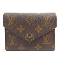 棕色 原花 帆布 Victorine 三折 扣式短夾【LOUIS VUITTON LV 路易威登】 M62472