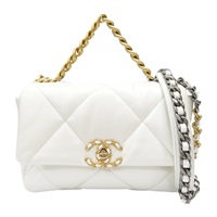 白色 羊皮 CHANEL 19口蓋包 兩用包【CHANEL 香奈兒】 AS1160