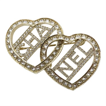 CHANEL 香奈兒 CC Heart 胸針 鍍金 PD3173