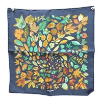 黑色 絲綢 Tourbillon 方巾 45X45【HERMES 愛馬仕】