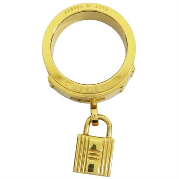 紅色皮革 鍍金 Kelly Canden 絲巾扣【HERMES 愛馬仕】