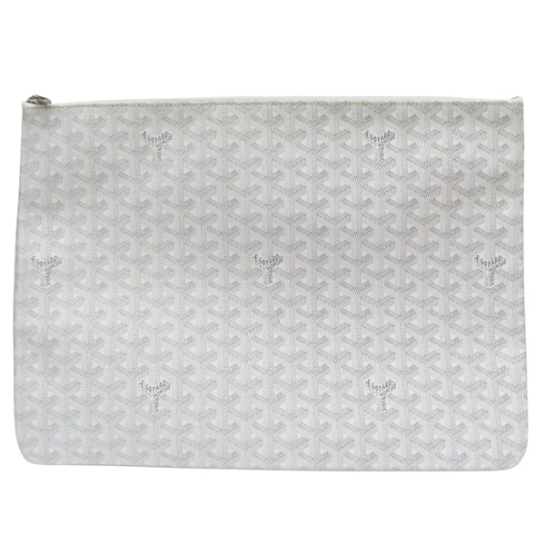 白色 Goyardine帆布 Senat Pouch GM 拉鍊手拿包【GOYARD 高雅德】