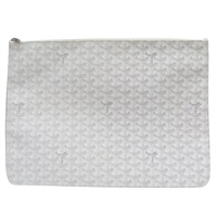 白色 Goyardine帆布 Senat Pouch GM 拉鍊手拿包【GOYARD 高雅德】