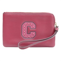 紅色 牛皮 C logo 手拿包 【COACH 寇馳】