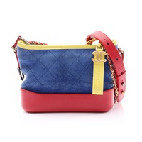藍/黃/紅色 絨面革 Gabrielle Hobo 鍊帶 肩背包【CHANEL 香奈兒】 A91810