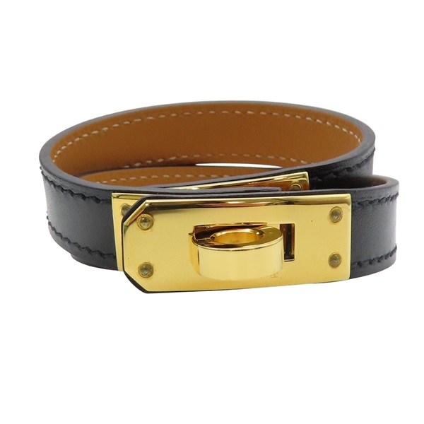 黑色 Swift牛皮 Kelly 雙圈 手環 金釦【HERMES 愛馬仕】