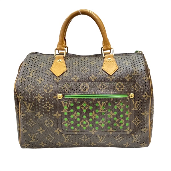 棕色 綠色 原花 Perforated 帆布 Speedy 30 手提包【LOUIS VUITTON LV 路易威登】 M95181