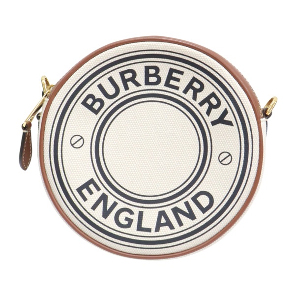 白色 棕色 牛皮 帆布 Louise Logo 肩背包【BURBERRY 巴寶莉】 80276021