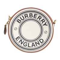 白色 棕色 牛皮 帆布 Louise Logo 肩背包【BURBERRY 巴寶莉】 80276021