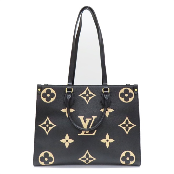 黑/米白色 原花 牛皮 壓紋 OnTheGo MM 两用包【LOUIS VUITTON LV 路易威登】 M45495
