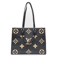 黑/米白色 原花 牛皮 壓紋 OnTheGo MM 两用包【LOUIS VUITTON LV 路易威登】 M45495