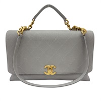 灰色 荔枝紋 菱格紋 牛皮 Chic Affinity 手提肩背包【CHANEL 香奈兒】 AS0305