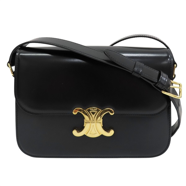 黑色 牛皮 CLASSIQUE TRIOMPHE 肩背包 (儲藏味)【CELINE 賽琳】 187363BF4.38NO