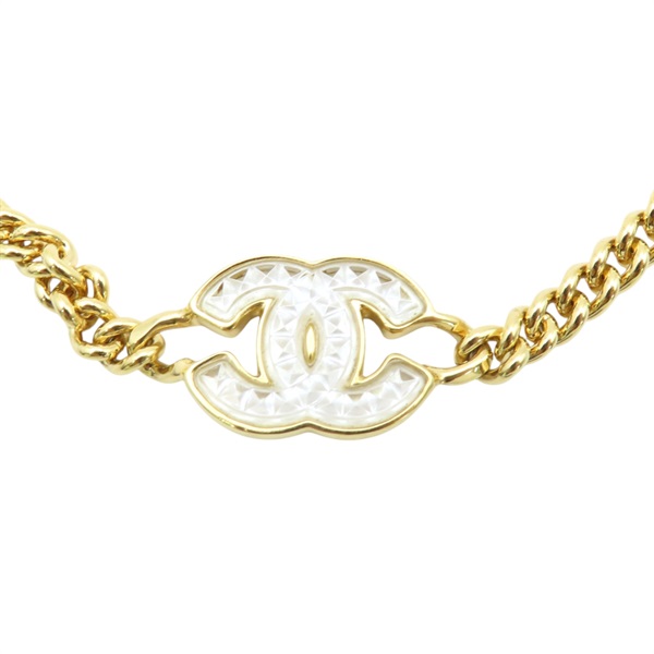 金色鍍金 白色琺瑯 雙C logo項鏈【CHANEL 香奈兒】